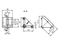 Winkel 40, 40x40x40mm, I-Typ Nut 8