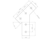 Verbinderplatte I-Typ Nut 8, 40x120x120mm, T-45°, Stahl 5mm galvanisch verzinkt