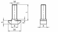 Hammerkopfschraube, M8x25, Nut 8, Steg 3mm, Stahl, verzinkt