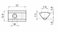 Nutenstein, 12,9x7,2mm, einschwenkbar, Nut 8,...