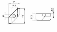 Rhombusmutter, Nut 8, M3, Zinkdruckguß, verzinkt