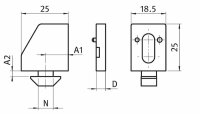 Uniblock 25, mit Mutter M4, Nut 8, A1=8mm, A2=4,35mm