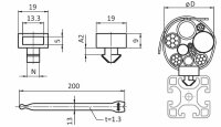 Kabelbinderblock, Nut 8, A2=4,3mm, mit Klettband