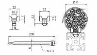 Kreuzkabelbinderblock, Nut 8, A2=4,4mm, mit Klettband