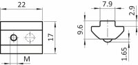Nutenstein, 17x9,6mm, I-Typ Nut 8, Führungssteg, M8,...