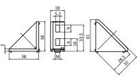 Winkel, 38x38x18mm, für M5, Nut 6, Alu-Druckguss,...