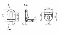 Set Drehwinkel 30, für M8, mit Nutfixierung Nut 8, Aluminiumdruckguss, blank, inklusive: 1x Schraube DIN7984 M8x16, 1x Schraube DIN7984 M6x14, 1x Scheibe DIN9021, 1x Hammermutter Nut 10, 1x Hammermutter Nut 8, 2x Nut-Adapter Nut 8 auf 10