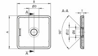 Abdeckkappe, Nut8, 80x40mm, Material: Zink schwarz pulverbeschichtet