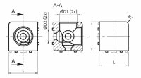 Set Würfelverbinder 20, 2D, Nut 5, für 2 Profile, Alu Druckguss, silberfarbig lackiert, mit 2xAbdeckkappe, PA, silberfarbig lackiert