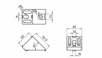 Winkelverbinder 40, 45°, 40x40mm, M8, Nut 8,...