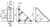 Winkel 40/80, 76x76x38mm, flach, Nut 8, Zinkdruckguss, alufarbig pulverbeschichtet