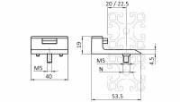 Türanschlag PA6 mit Gummipuffer EPDM Shore 70A, Nutfixierung Nut 8/10 Zink, Senkkopfschraube DIN7991 M5x14