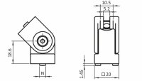 Gelenk, 20 I-B, mit Nutfixierungen Nut 5,  Aluminiumdruckguss, alufarbig lackiert