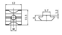 Nutenstein schwer Edelstahl B-Typ Nut 6, Gewindedurchmesser M4