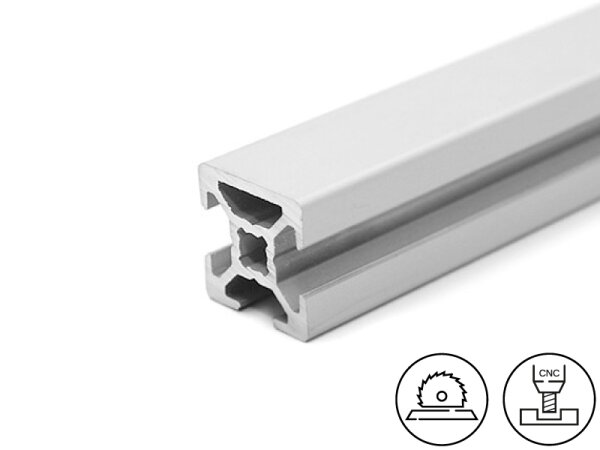 Designprofil / Aluminiumprofil 20x20L - 1 Nut verdeckt - B-Typ Nut 6, 0,47kg/m, Zuschnitt 50-6000mm