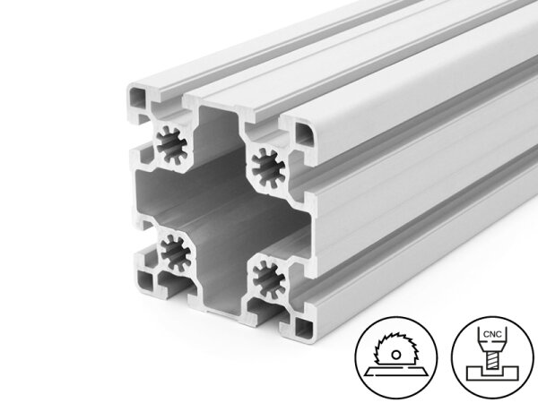 Aluminiumprofil 90x90L B-Typ Nut 10 (leicht), 6,42kg/m, Zuschnitt 50-6000mm