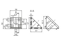 Winkel 60x60 Nut 8 B-Typ mit Befestigungssatz und Abdeckkappe , VPE = 2 Stück