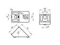 Winkelverbinder 45° 40 I-Typ Nut 8 inkl. Befestigungssatz