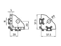 Eckverbinder 40 I-Typ Nut 8 inkl. Befestigungssatz und Abdeckkappe eckig