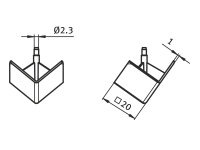 Eckwinkel 20 I-Typ Nut 5 inkl. Abdeckkappe eckig
