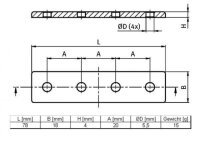 Verbinderplatte Alu vernickelt 20x80