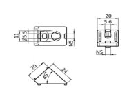 Winkelverbinder 45° 20 I-Typ Nut 5