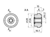 Laufrolle Durchmesser 29 mm B-Typ Nut 6