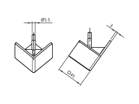 Eckverbinder 45 B-Typ Nut 10 + Befestigungssatz und Abdeckkappe eckig