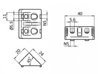 Winkelverbinder 45° 20x40 I-Typ Nut 5