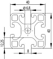 NICHT Vorrrätig! B-WARE | Aluminiumprofil schwarz 40x40L I-Typ Nut 8 (leicht), 1,76kg/m, Zuschnitt 50-6000mm | B-WARE