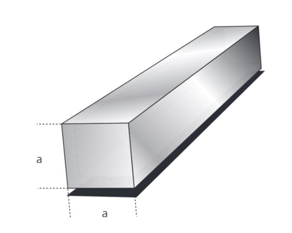 Vierkantstange 10mm Aluminium EN AW-6060 T66 (AlMgSi0,5) 0,278kg/m, Zuschnitt 50-6000mm