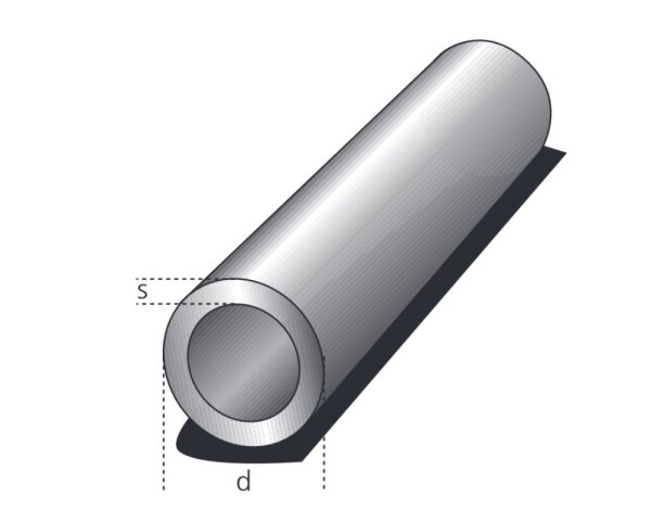 Rundrohr 48x4mm Aluminium EN AW-6060 T66 (AlMgSi0,5) 1,536kg/m, Zuschnitt 50-6000mm