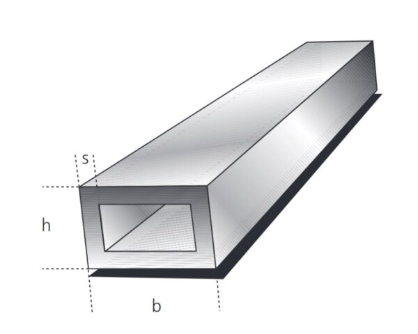 Rechteckrohr 20x10x1,5mm Aluminium EN AW-6060 T66 (AlMgSi0,5) 0,244kg/m, Zuschnitt 50-6000mm