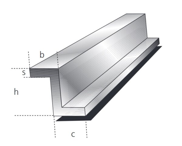 Z-Profil 20x20x20x2,0mm Aluminium EN AW-6060 T66 (AlMgSi0,5) 0,311kg/m, Zuschnitt 50-6000mm