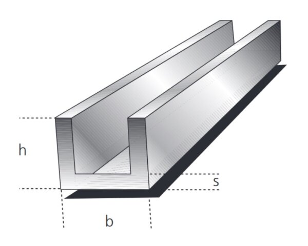 U-Profil 10x10x10x1,0mm Aluminium EN AW-6060 T66 (AlMgSi0,5) 0,08kg/m, Zuschnitt 50-6000mm