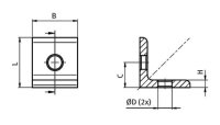 Winkel Alu elox 40x40 - 2 loch - Aluminium eloxiert