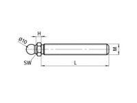 Gelenkfuß Reihe 10 PA - Gewindestange, mit Kugel 10mm, M5X20, Schlüsselweite 10. Teller 30mm